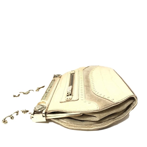 Versace Cream and Gold Textured Shoulder Bag - Picture 7 of 13